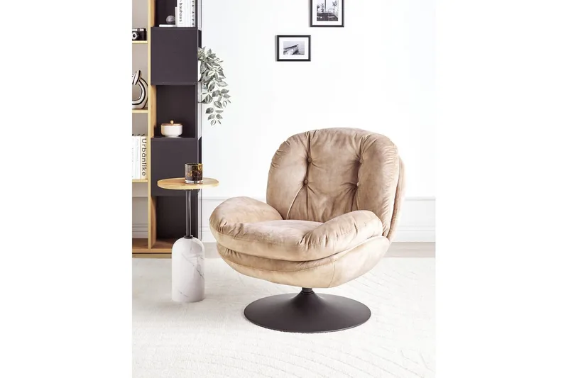 Svängbar fåtölj Nolvik - Sandbeige, svart - Möbler - Stolar & fåtöljer - Fåtölj - Fåtölj utan armstöd