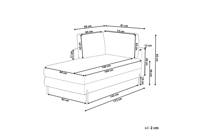 Toliman Schäslong 172 cm Höger - Beige/Svart - Möbler - Stolar & fåtöljer - Fåtölj - Schäslongfåtölj & divanfåtölj