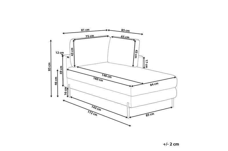 Toliman Schäslong 172 cm Vänster - Brun/Svart - Möbler - Stolar & fåtöljer - Fåtölj - Schäslongfåtölj & divanfåtölj