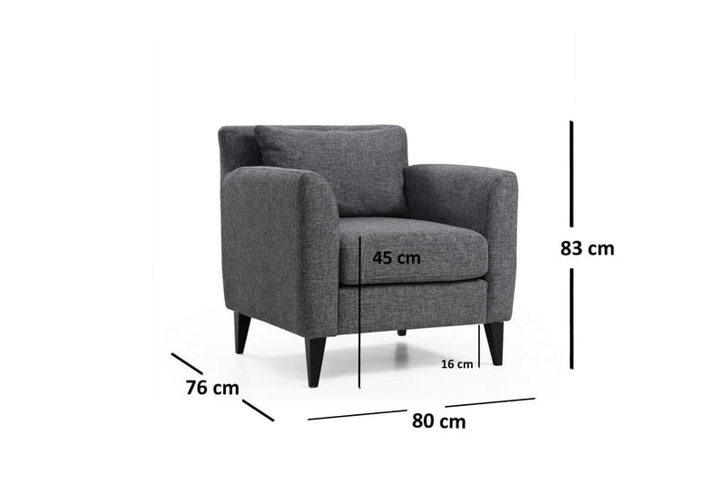 Tomski Fåtölj med Armstöd - Grå - Fåtölj