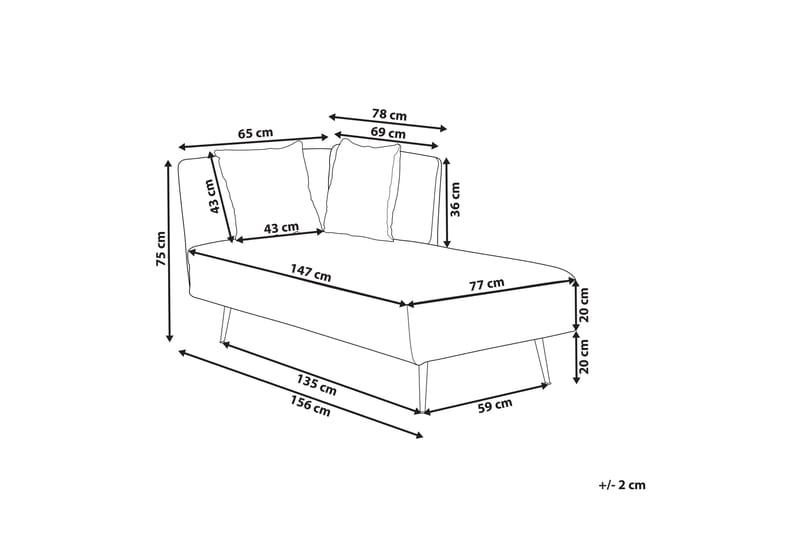 Toyoko Schäslong 156 cm Vänster - Svart/Vit - Möbler - Stolar & fåtöljer - Fåtölj - Schäslongfåtölj & divanfåtölj