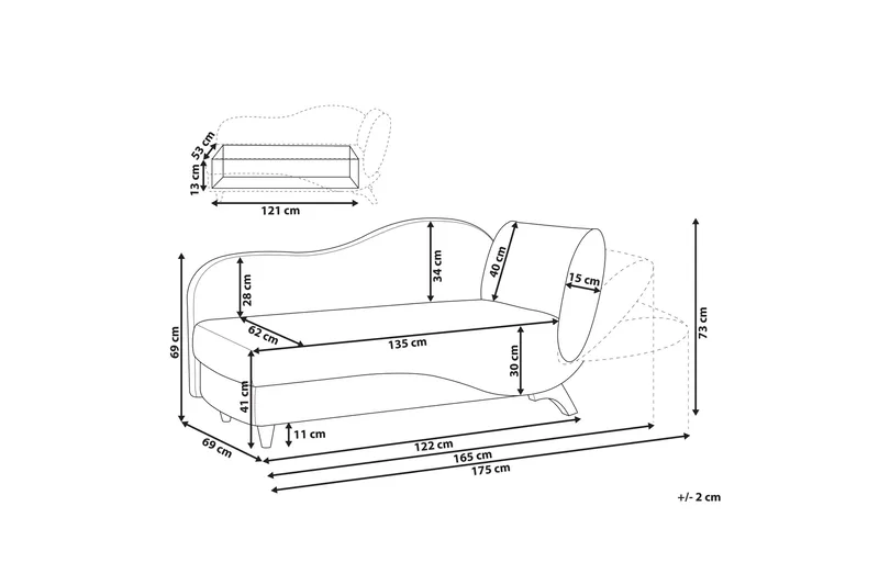 Trehan Schäslong 157 cm Höger - Rosa - Möbler - Stolar & fåtöljer - Fåtölj - Schäslongfåtölj & divanfåtölj