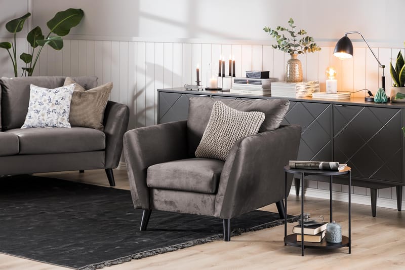 Trend Fåtölj i Sammet - Grå - Möbler - Stolar & fåtöljer - Fåtölj
