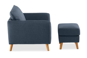 Trend Fåtölj med Fotpall i Tyg - Blå - Möbler - Stolar & fåtöljer - Fåtölj