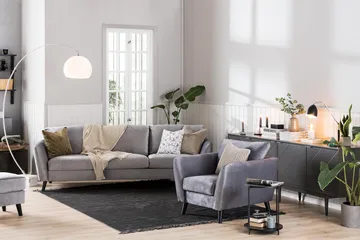 Trend Fåtölj med Fotpall - Ljusgrå - Möbler - Stolar & fåtöljer - Fåtölj