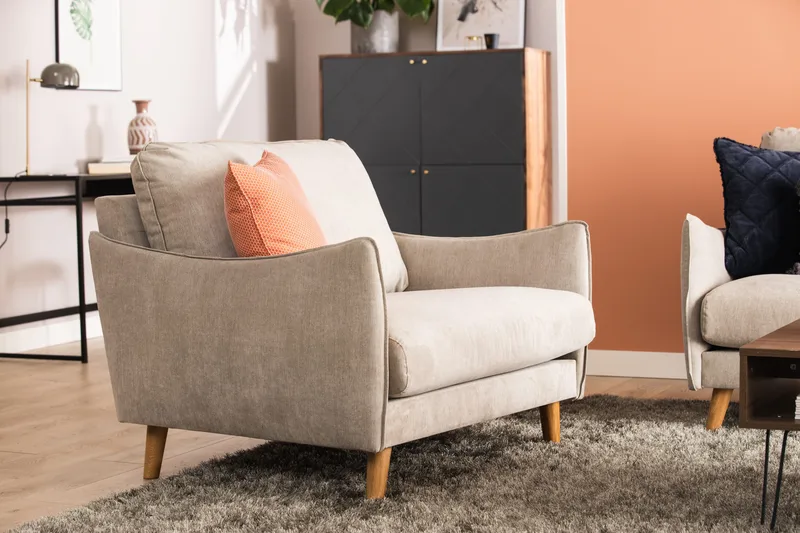 Trend Lyx Fåtölj - Beige/Ek - Möbler - Stolar & fåtöljer - Fåtölj