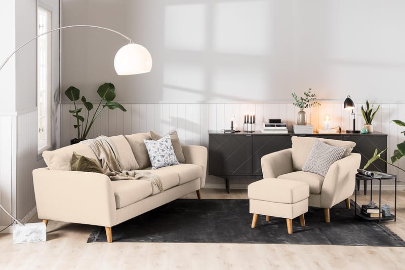 Trend Soffgrupp Fåtölj med Fotpall - Beige - Möbler - Stolar & fåtöljer - Fåtölj