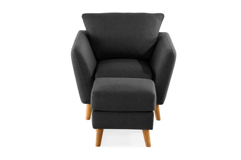 Trend Soffgrupp Fåtölj med Fotpall - Svart - Möbler - Stolar & fåtöljer - Fåtölj