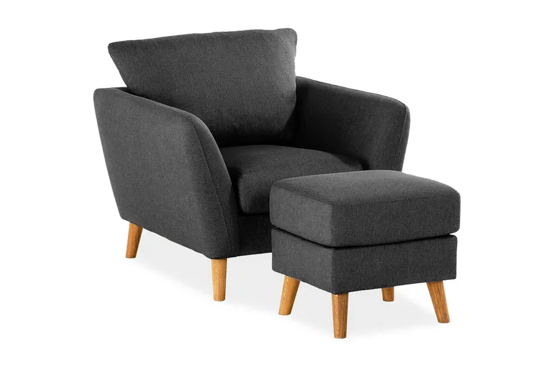 Trend Soffgrupp Fåtölj med Fotpall, Svart