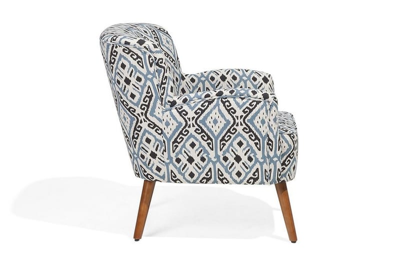 Tumba Oval Retro Fåtölj i Tyg med Träben - Vit - Möbler - Stolar & fåtöljer - Fåtölj
