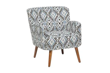 Tumba Oval Retro Fåtölj i Tyg med Träben - Vit - Möbler - Stolar & fåtöljer - Fåtölj