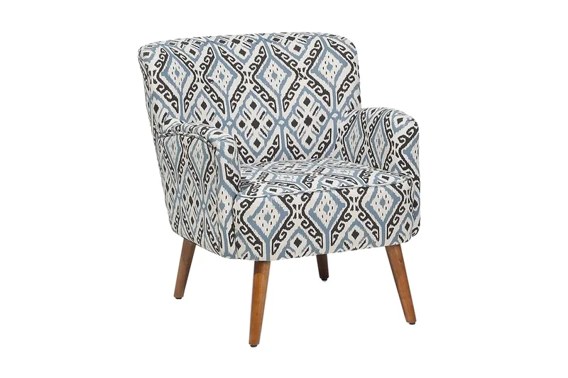 Tumba Oval Retro Fåtölj i Tyg med Träben, Vit