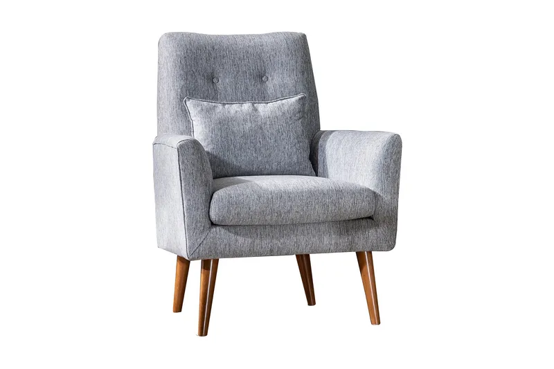 Unique Design Fåtölj i Tyg med Träben, Grå