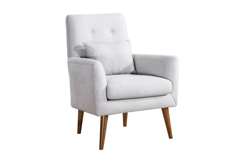 Unique Design Fåtölj i Tyg med Träben, Ljusgrå