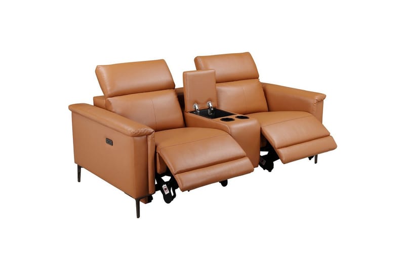 Vanlig liggfåtölj Loft24 Dubbel recliner stol Loft24 Lund Brown Artificial leather - Möbler - Soffa - Biosoffa & reclinersoffa