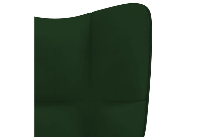 Vilstol med fotpall mörkgrön sammet - Grön - Fåtölj