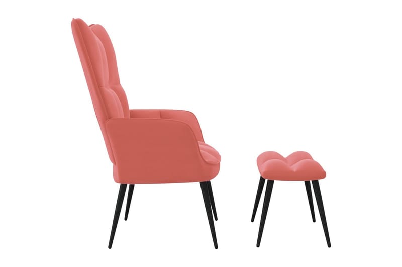 Vilstol med fotpall rosa sammet - Rosa - Möbler - Stolar & fåtöljer - Fåtölj