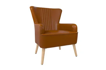 Wynn Fåtölj i Konstläder med Träben - Cognac - Möbler - Stolar & fåtöljer - Fåtölj - Skinnfåtölj & läderfåtölj