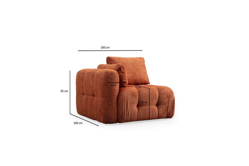 Yvara Vänstermodul 100 cm - Orange - Möbler - Stolar & fåtöljer - Fåtölj - Fåtölj utan armstöd