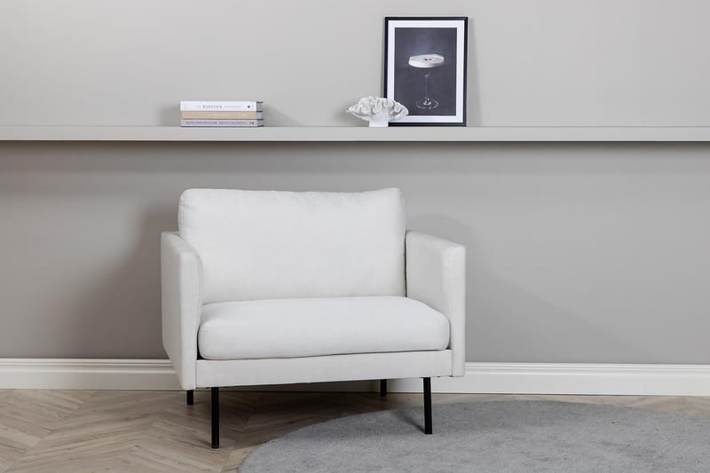 Zoom Modern Fåtölj i Tyg med Metallben - Vit - Möbler - Stolar & fåtöljer - Fåtölj
