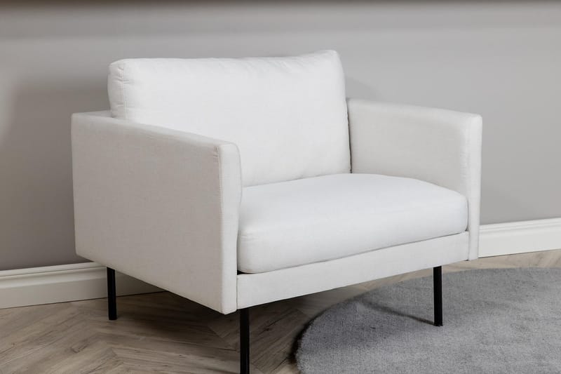 Zoom Modern Fåtölj i Tyg med Metallben - Vit - Möbler - Stolar & fåtöljer - Fåtölj