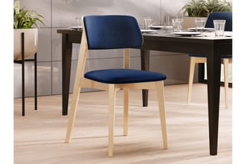 Ferrara Matstol i Sammet med Trästativ - Blå|Beige - Möbler - Stolar & fåtöljer - Matstol & köksstol