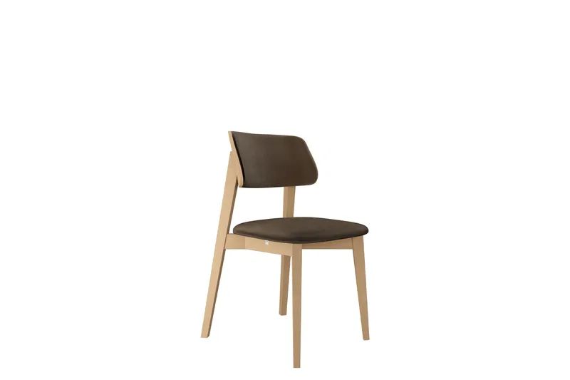Ferrara Matstol i Sammet med Trästativ, Brun|Beige