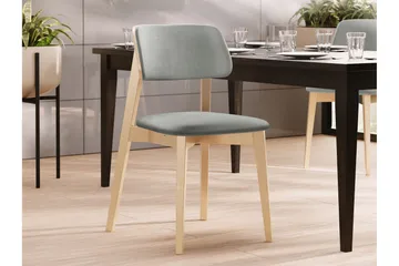 Ferrara Matstol i Sammet med Trästativ - Grå|Beige - Möbler - Stolar & fåtöljer - Matstol & köksstol