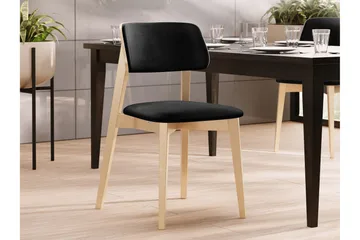 Ferrara Matstol i Sammet med Trästativ - Svart|Beige - Möbler - Stolar & fåtöljer - Matstol & köksstol