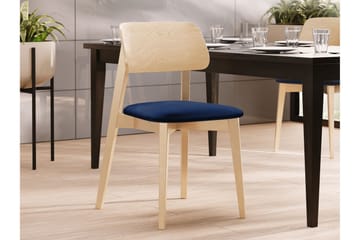 Ferrara Matstol i Trä med Tygdetaljer - Blå|Beige - Möbler - Stolar & fåtöljer - Matstol & köksstol
