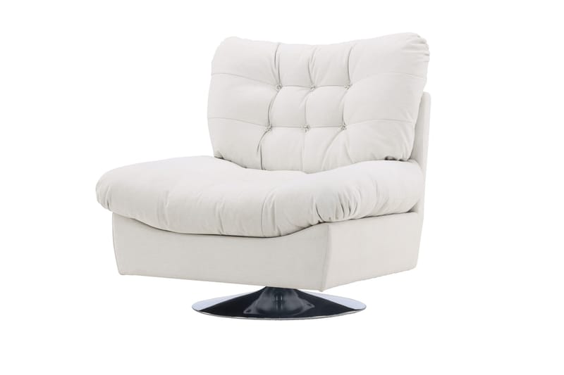 Florens Modern Oval Fåtölj i Tyg med Metallunderrede - Offwhite - Möbler - Stolar & fåtöljer - Fåtölj
