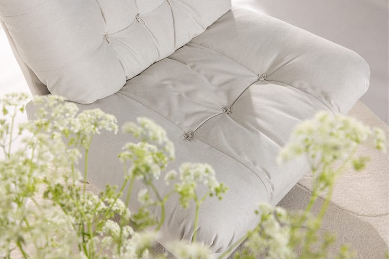 Florens Modern Oval Fåtölj i Tyg med Metallunderrede - Offwhite - Möbler - Stolar & fåtöljer - Fåtölj