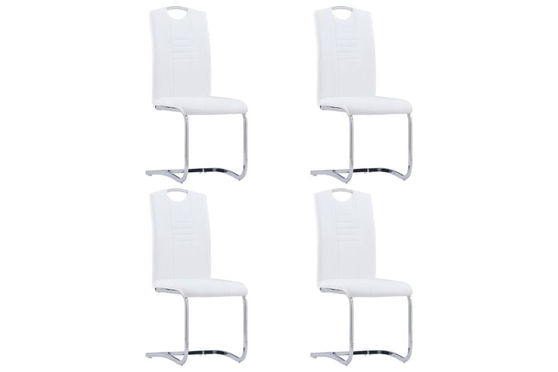 Fribärande matstolar 4 st vit konstläder - Vit - Matstol & köksstol