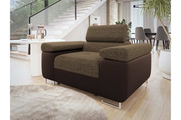 Gabina Modern Fåtölj i Tyg med Konstläderunderrede - Brun - Möbler - Stolar & fåtöljer - Fåtölj - Skinnfåtölj & läderfåtölj