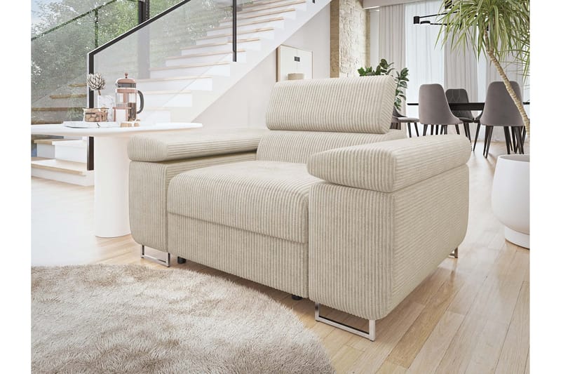 Gabina Modern Fåtölj i Tyg med Metallben - Beige - Möbler - Stolar & fåtöljer - Fåtölj