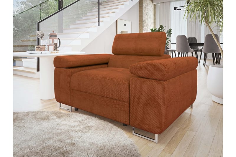 Gabina Modern Fåtölj i Tyg med Metallben - Orange - Möbler - Stolar & fåtöljer - Fåtölj