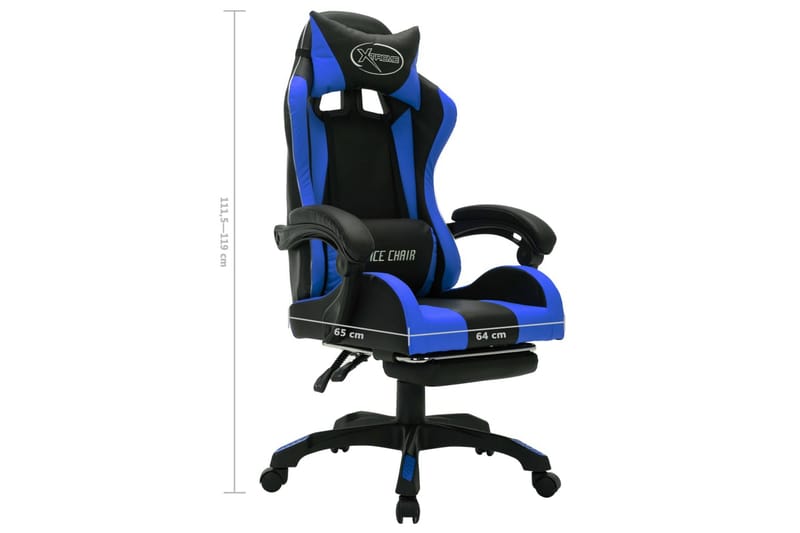 Gamingstol med RGB LED-lampor blå och svart konstläder - Flerfärgad - Möbler - Stolar & fåtöljer - Kontorsstol & skrivbordsstol