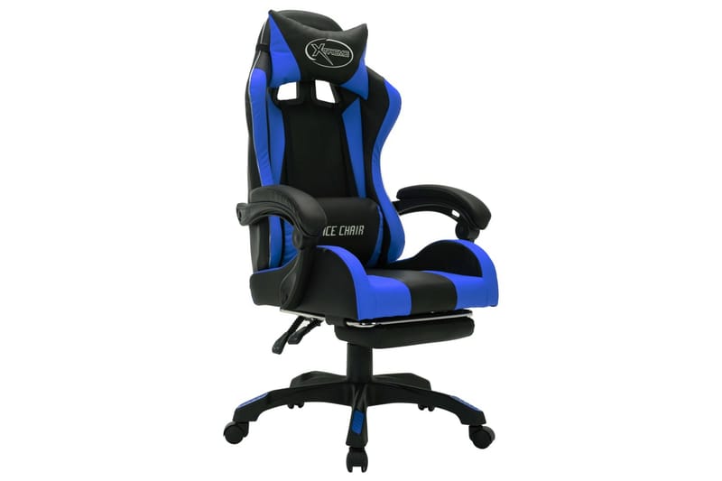Gamingstol med RGB LED-lampor blå och svart konstläder - Flerfärgad - Möbler - Stolar & fåtöljer - Kontorsstol & skrivbordsstol