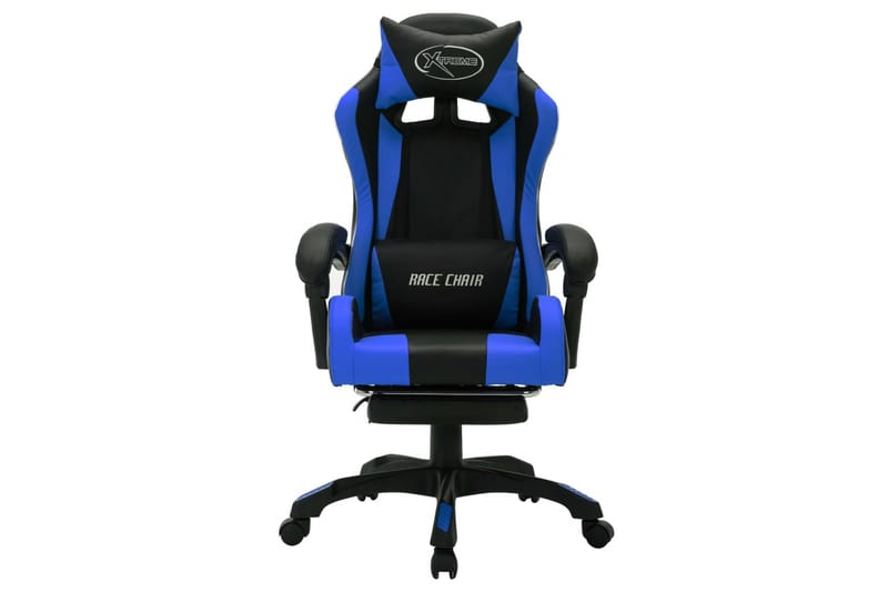 Gamingstol med RGB LED-lampor blå och svart konstläder - Flerfärgad - Möbler - Stolar & fåtöljer - Kontorsstol & skrivbordsstol