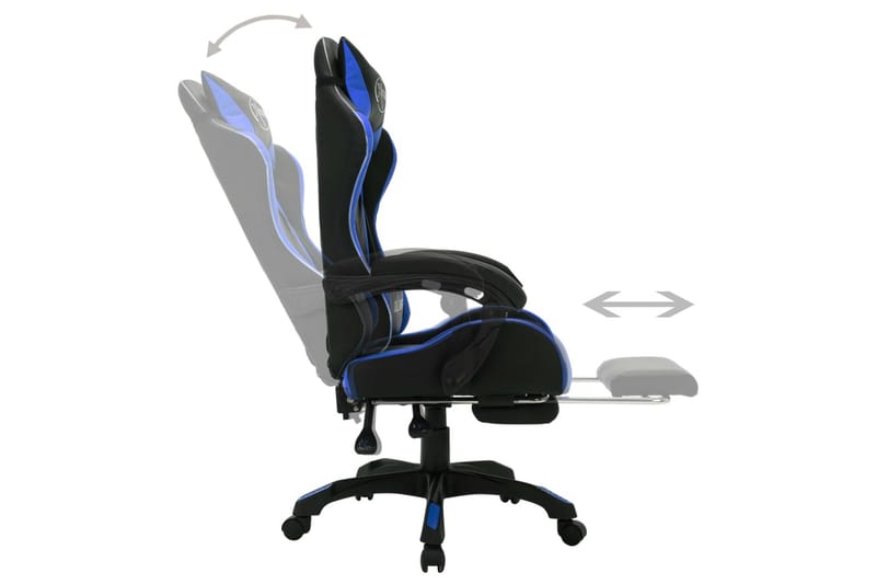 Gamingstol med RGB LED-lampor blå och svart konstläder - Flerfärgad - Möbler - Stolar & fåtöljer - Kontorsstol & skrivbordsstol