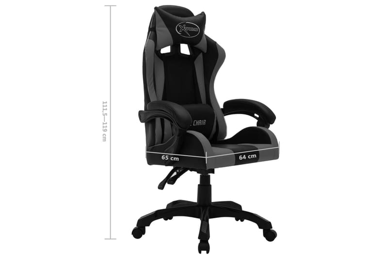 Gamingstol med RGB LED-lampor grå och svart konstläder - Flerfärgad - Kontorsstol & skrivbordsstol - Gamingstol