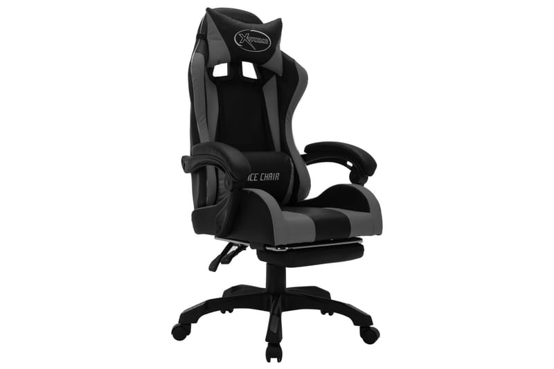 Gamingstol med RGB LED-lampor grå och svart konstläder - Flerfärgad - Möbler - Stolar & fåtöljer - Kontorsstol & skrivbordsstol