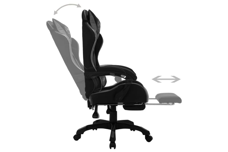 Gamingstol med RGB LED-lampor grå och svart konstläder - Flerfärgad - Möbler - Stolar & fåtöljer - Kontorsstol & skrivbordsstol