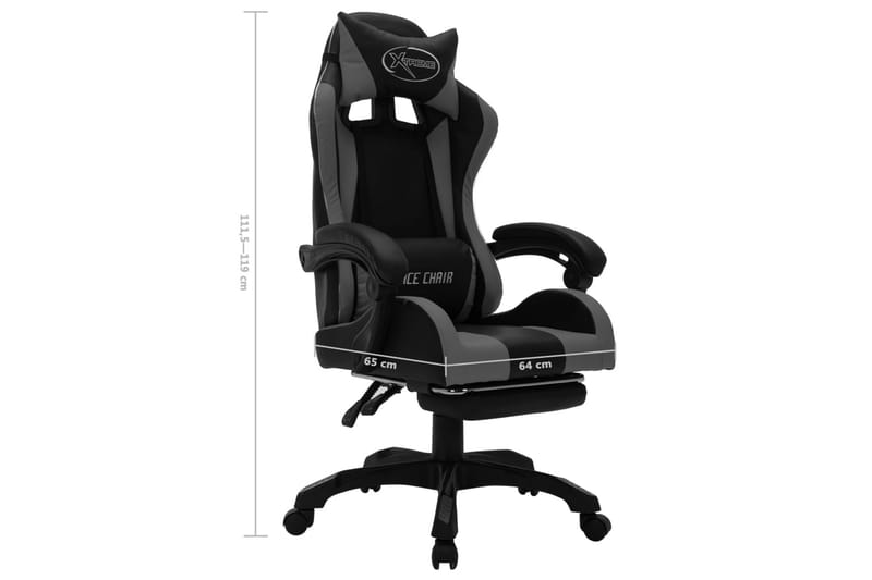 Gamingstol med RGB LED-lampor grå och svart konstläder - Flerfärgad - Möbler - Stolar & fåtöljer - Kontorsstol & skrivbordsstol