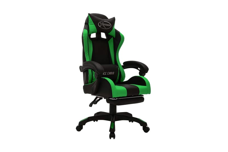 Gamingstol med RGB LED-lampor grön och svart konstläder - Flerfärgad - Möbler - Stolar & fåtöljer - Kontorsstol & skrivbordsstol