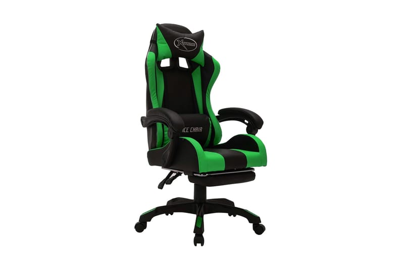 Gamingstol med RGB LED-lampor grön och svart konstläder - Flerfärgad - Kontorsstol & skrivbordsstol - Gamingstol