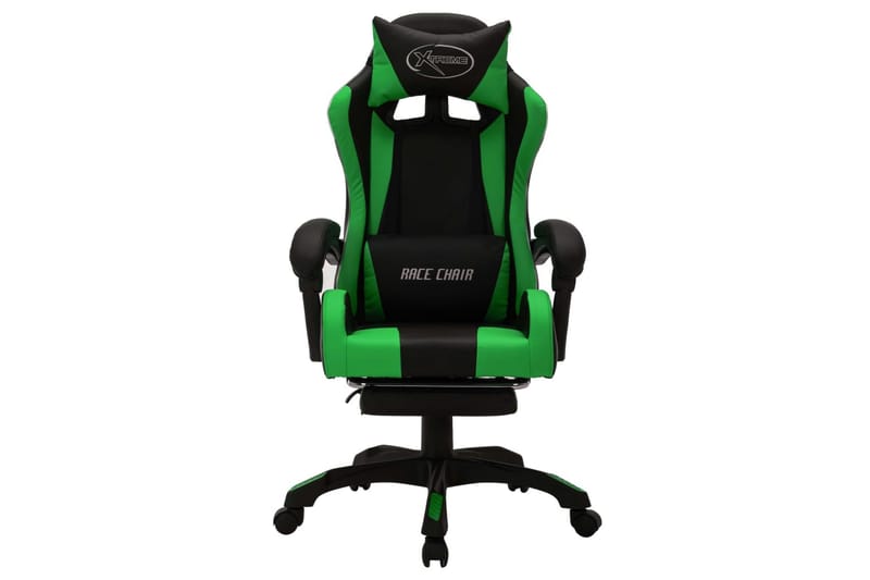 Gamingstol med RGB LED-lampor grön och svart konstläder - Flerfärgad - Möbler - Stolar & fåtöljer - Kontorsstol & skrivbordsstol