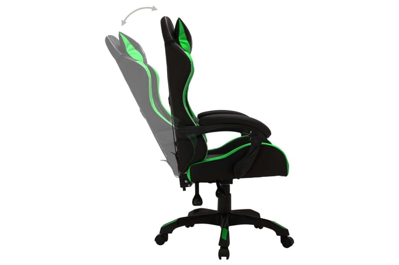 Gamingstol med RGB LED-lampor grön och svart konstläder - Flerfärgad - Möbler - Stolar & fåtöljer - Kontorsstol & skrivbordsstol