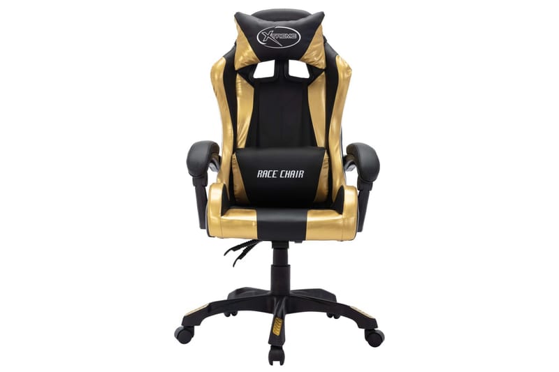 Gamingstol med RGB LED-lampor guld och svart konstläder - Flerfärgad - Möbler - Stolar & fåtöljer - Kontorsstol & skrivbordsstol