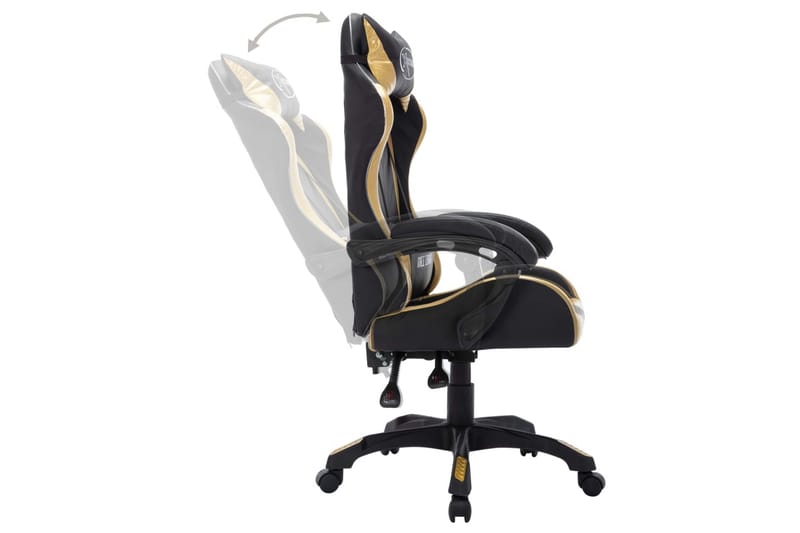 Gamingstol med RGB LED-lampor guld och svart konstläder - Flerfärgad - Möbler - Stolar & fåtöljer - Kontorsstol & skrivbordsstol